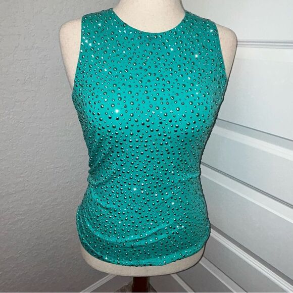 ST. JOHN Embellished Beaded Sleeveless Tank Shirt Top - Picture 1 of 9